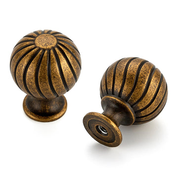12 Pack Antique Brass Cabinet Knobs, 1 Inch Round Dresser Drawer Knobs