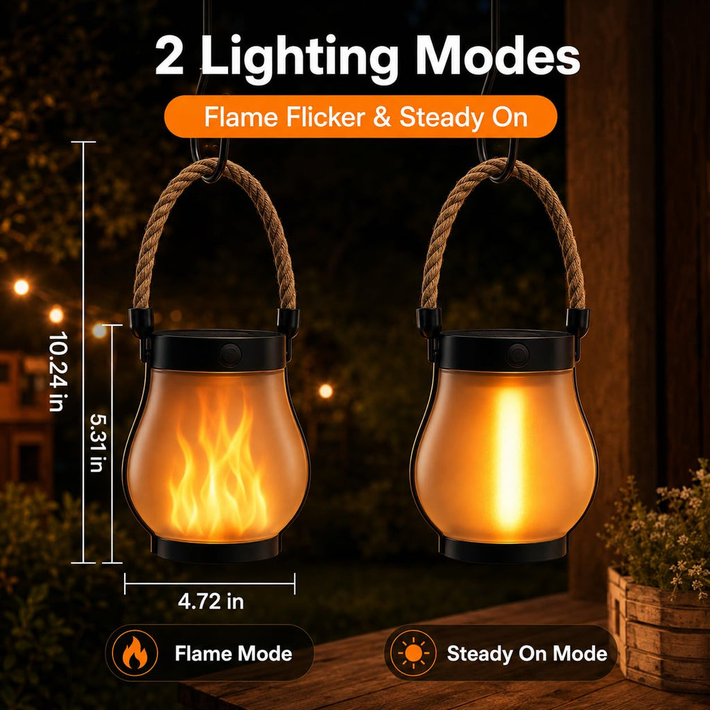 Lanterns Outdoor Waterproof 4-Pack, 2nd Gen Flickering Flame Effect