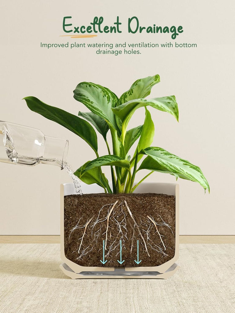 Ceramic Pots for Plants, 4.3+5.3+6.8 Inch, Set of 3, White