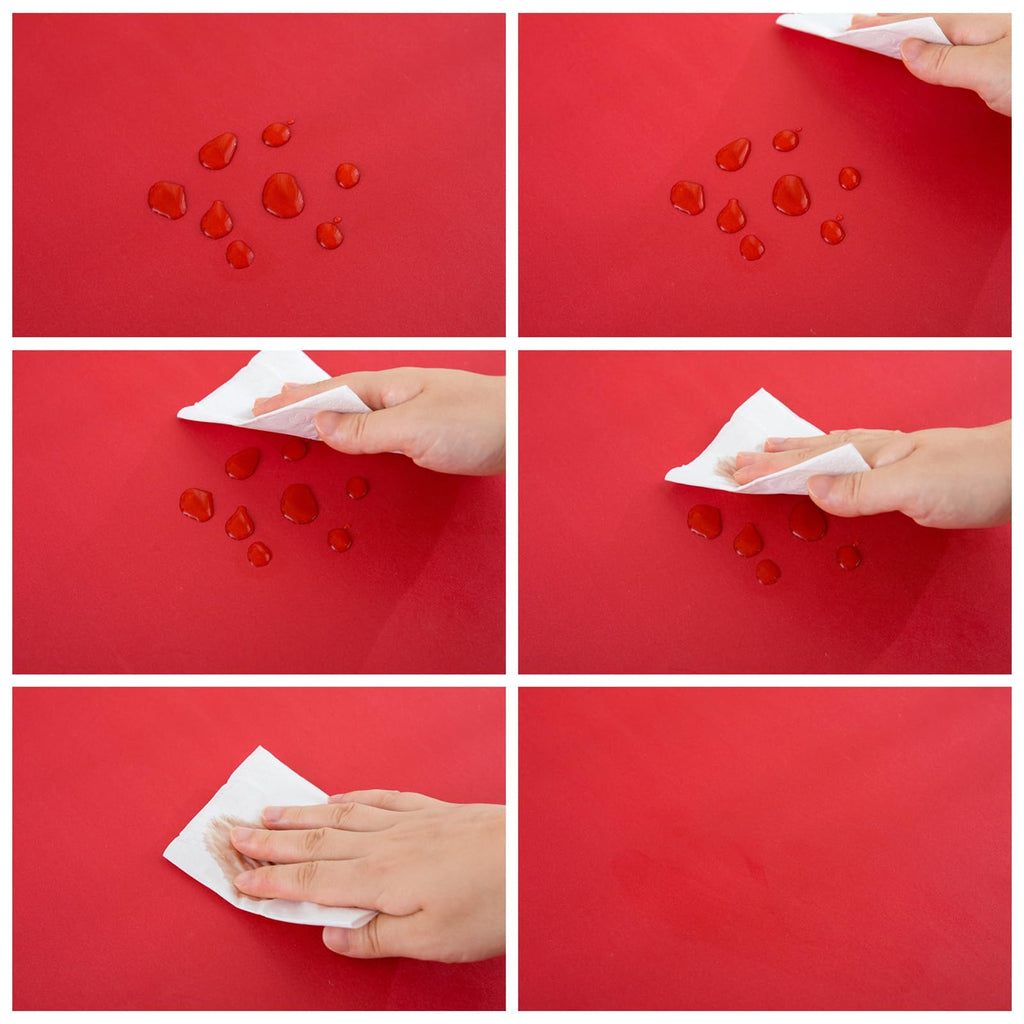 Vinyl Christmas Tablecloth with Flannel Backing, Solid Red, Waterproof, Stain-Resistant, Easy-Clean Table Cover for