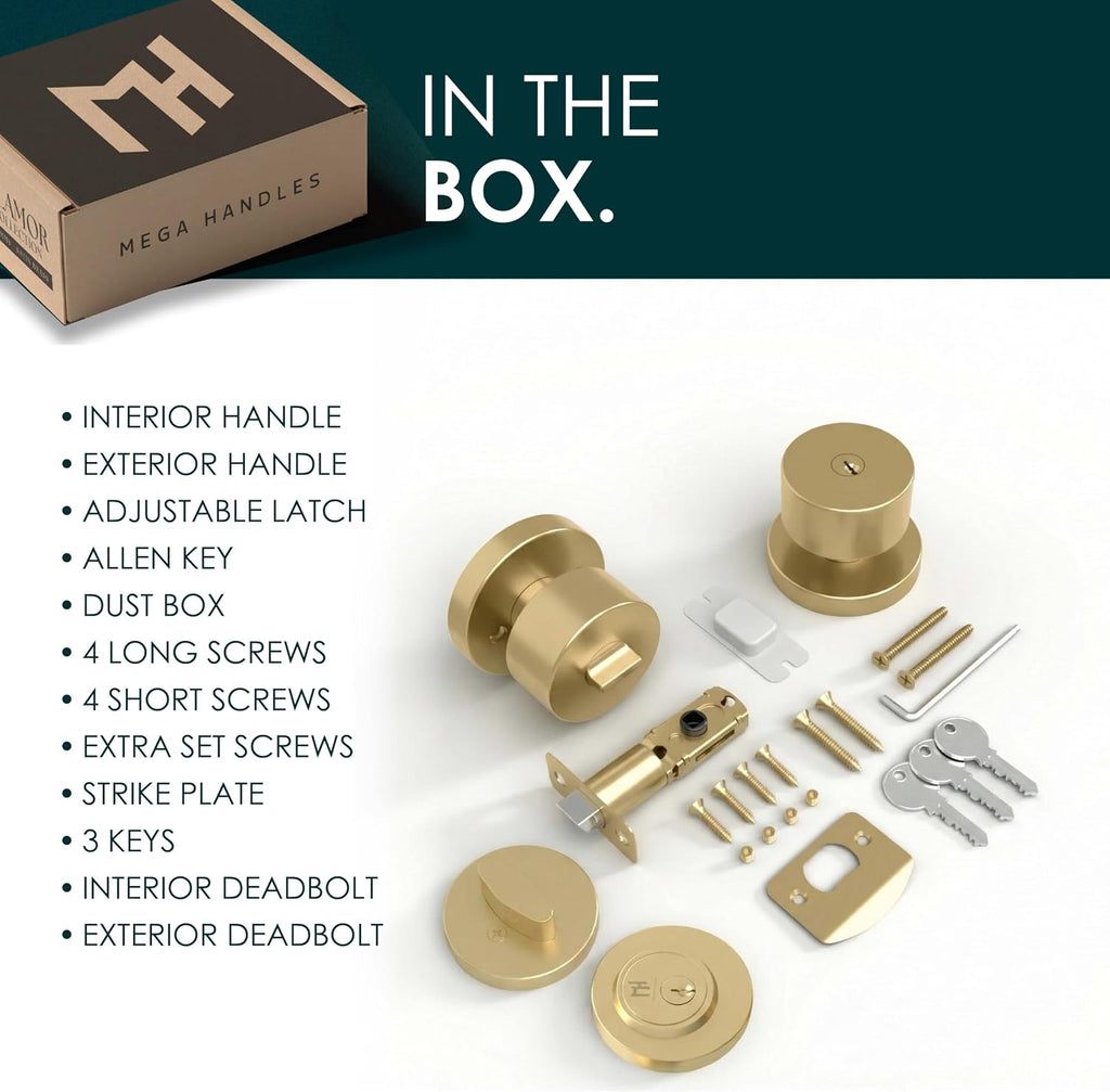 Buena Entry Door Knob & Deadbolt Gold (1-Pack) - Keyed Combo
