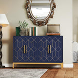 47.8" Storage Accent Cabinet with 4 Doors, Modern Sideboard Buffet Cabinet with Gold Lines