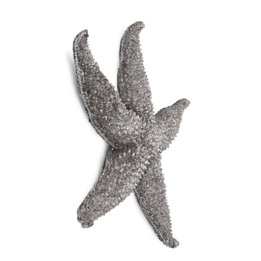 Decorative Deep Starfish Figurine Hanging Wall Art and Garden, Silver Leaf Finish Abstract Sea Animal Figure for