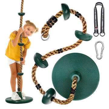 Tree Swing for Kids, Adjustable Rope Swing Disc Swing for Outside with Platform Carabiners and Strap Outdoor