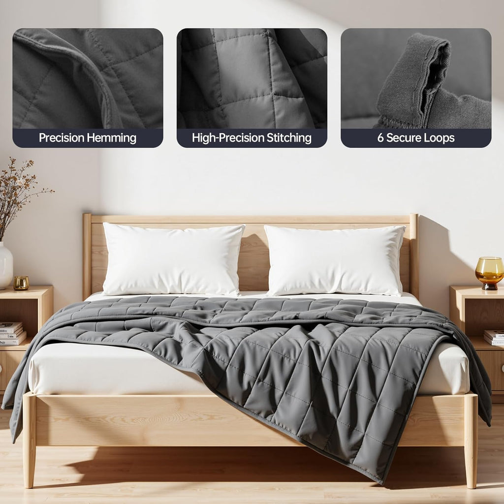 AN Cooling Weighted Blanket for Adults, 60" x 80" 15lbs Queen | Breathable Cotton Weighted Blanket with Glass Beads