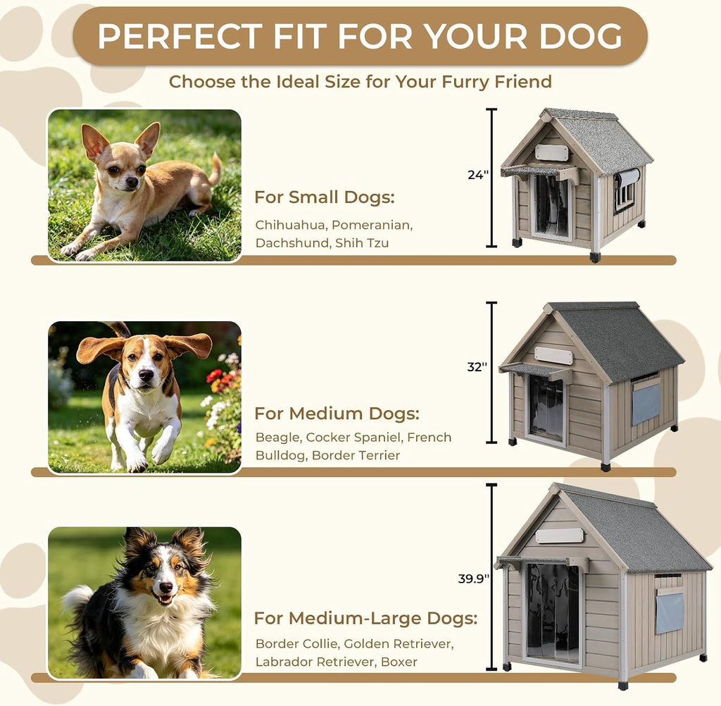 Wooden Dog House Outdoor for Small Weatherproof Puppy Shelter