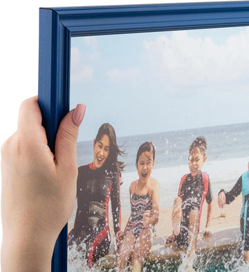 24x36 Inch Blue Picture Frame, This 1" Custom Wood Poster Frame is Blue Stain on Red Leaf Maple, for Your Art or