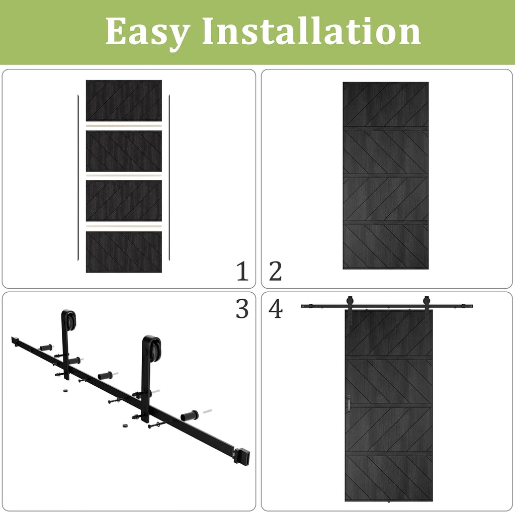 60"(Double 30") x 84" Sliding Barn Door, MDF, with Waterproof Surfac, DIY Assemble, Pre-drilled Barn