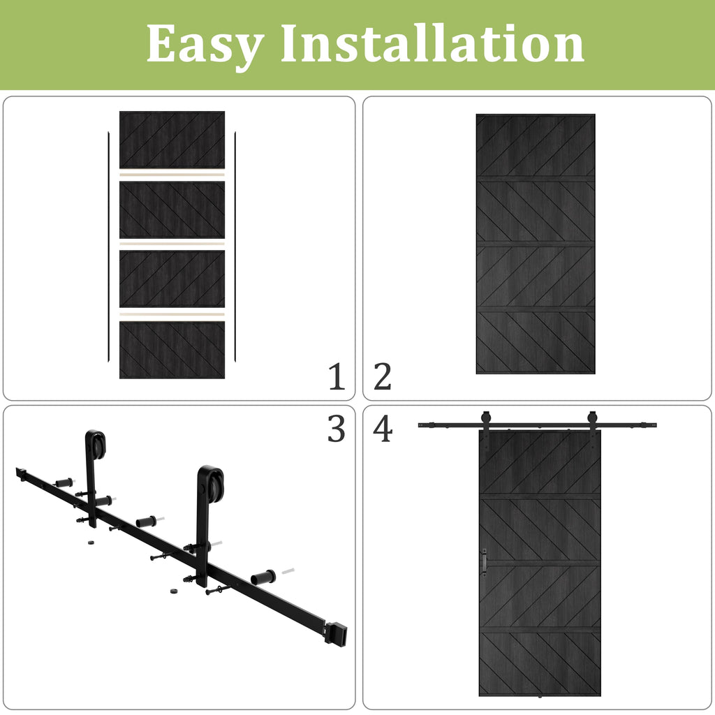 36in X 84in Sliding Barn Door, MDF, with Waterproof Surface, DIY Assemble, Pre-drilled Barn Door Slab with