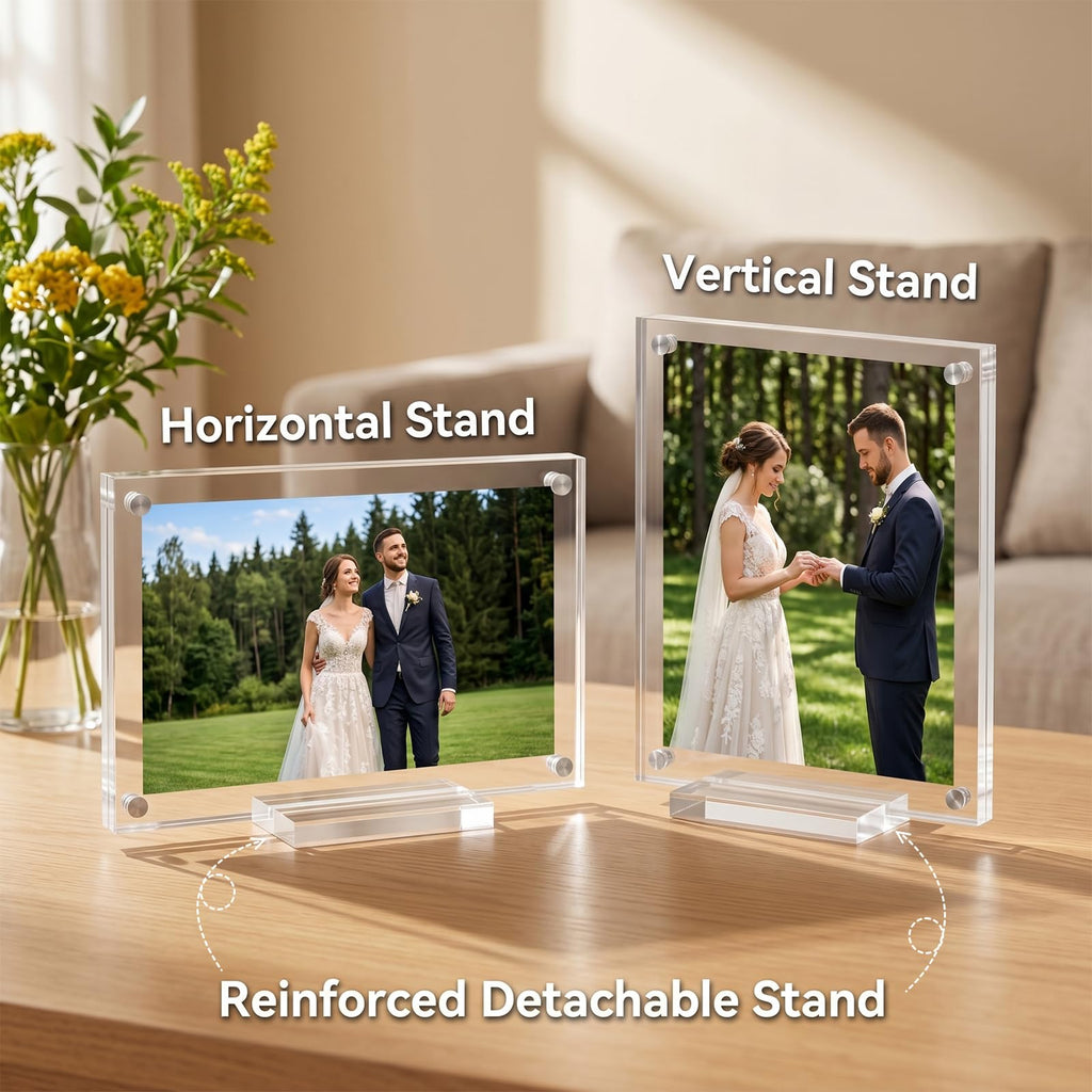 3 Pack 8x10 Acrylic Picture Frames, Double Sided Magnetic Display