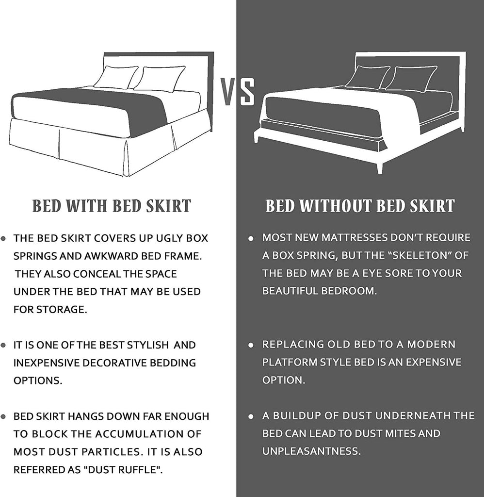 Full Size Bed Skirt 600 TC Egyptian Cotton 16 Inch Drop Easy Fit - Bed Skirt for Full 54x75 Inch Beds - Center &