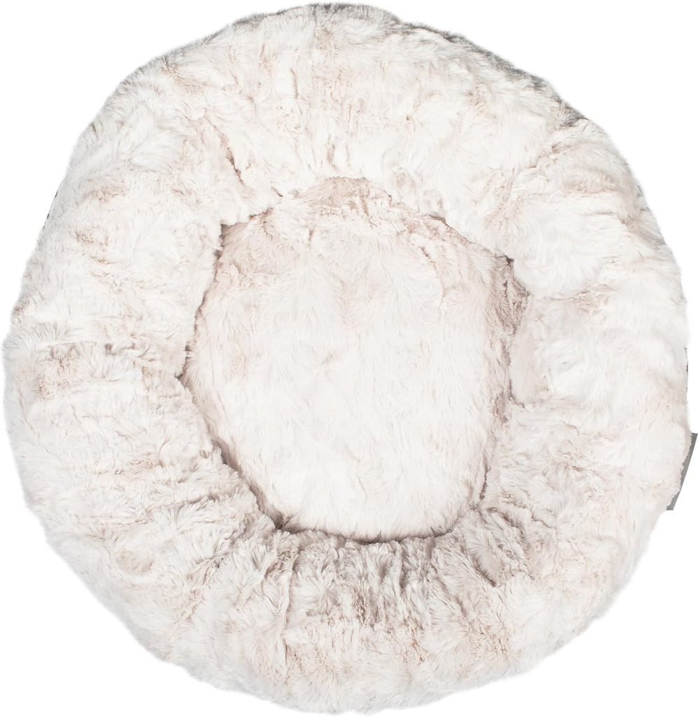 Beans Charcoal Small Circle Pet Bed 18"- Poly Filled with Faux Fur Interior - Machine Washable