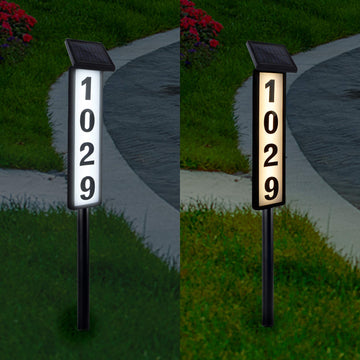 Solar Lighted House Address Numbers Sign, Solar Powered House Numbers Light, LED Illuminated Outdoor Address Plaque