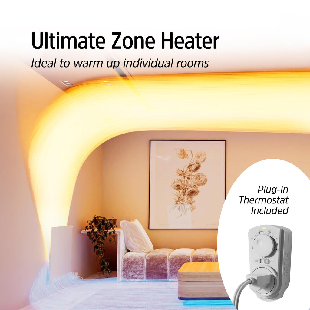 Convection Wall Heater with Thermostat - 600W Electric Wall Mounted Space Heater Panel - Updated Model, 120V - Heats