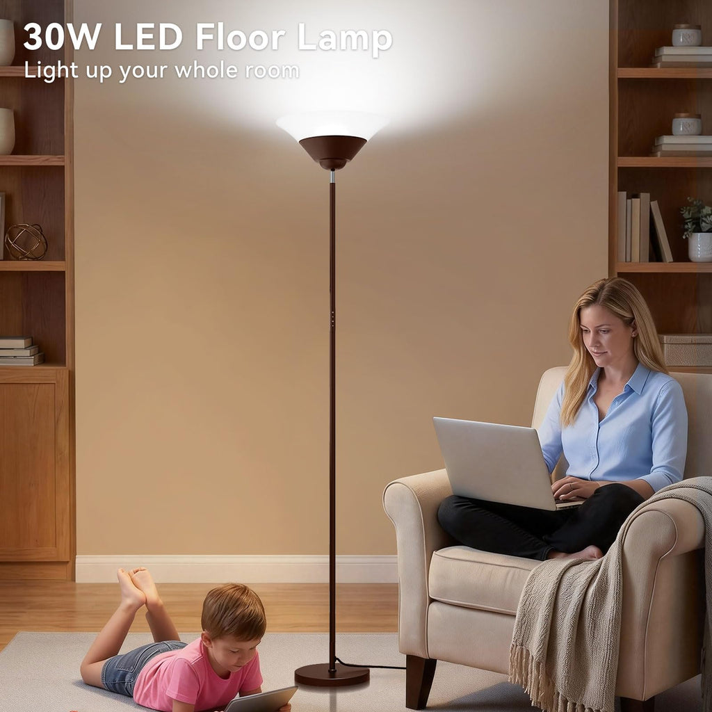 Floor Lamps, 72" Tall LED Standing Lamp with Remote/Button Control - 30W Stepless Dimmable Modern