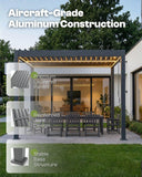 Louvered Pergola, 5x8 FT Outdoor Pergola with Adjustable Roof and Drainage System