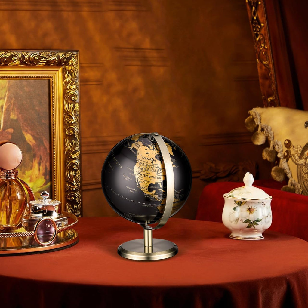 Geography Vintage Desktop World Globe European Luxury Rotating Globe Ornament Desk Table Decoration