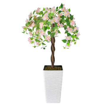 4FT Artificial Cherry Blossom Tree Fake Tree with Planter Pink