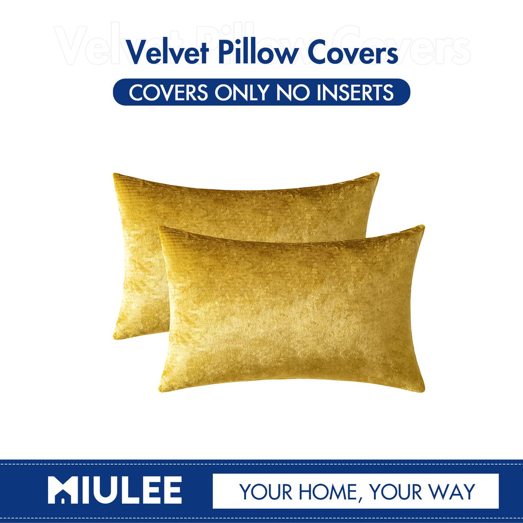 12x20 Inch Lumbar Velvet Throw Pillow Covers Golden