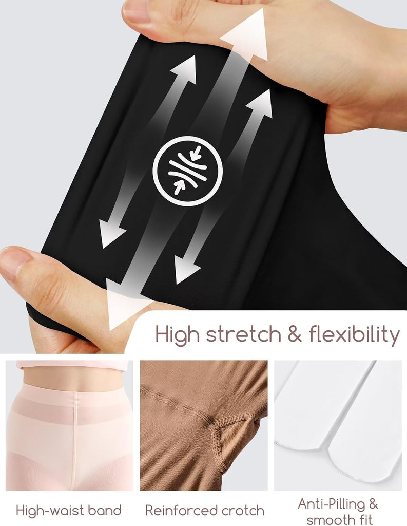 3 Pack Girls Ballet Tights 50D Ultra Soft Opaque Footed Stockings