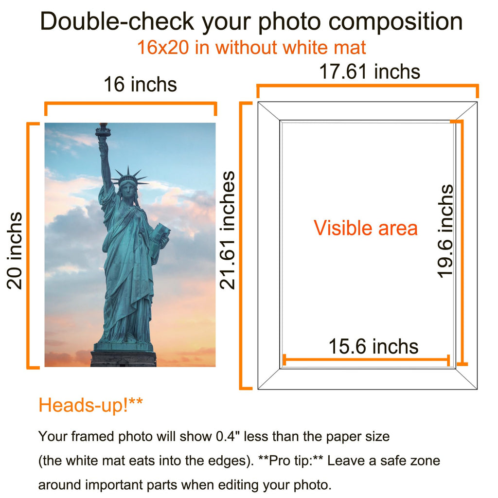 16x20 Picture Frame Black, Display Pictures 11x14 with Mat or 16x20 without Mat, Photo Frames Wall Gallery, 1 Pack