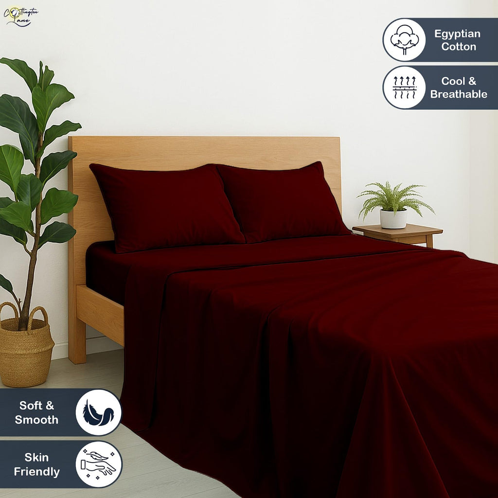 Premium Quality 100% Egyptian Cotton 4 Piece Olympic Queen Size Bed Sheet Set Fits 12 inch Deep Pocket Mattress