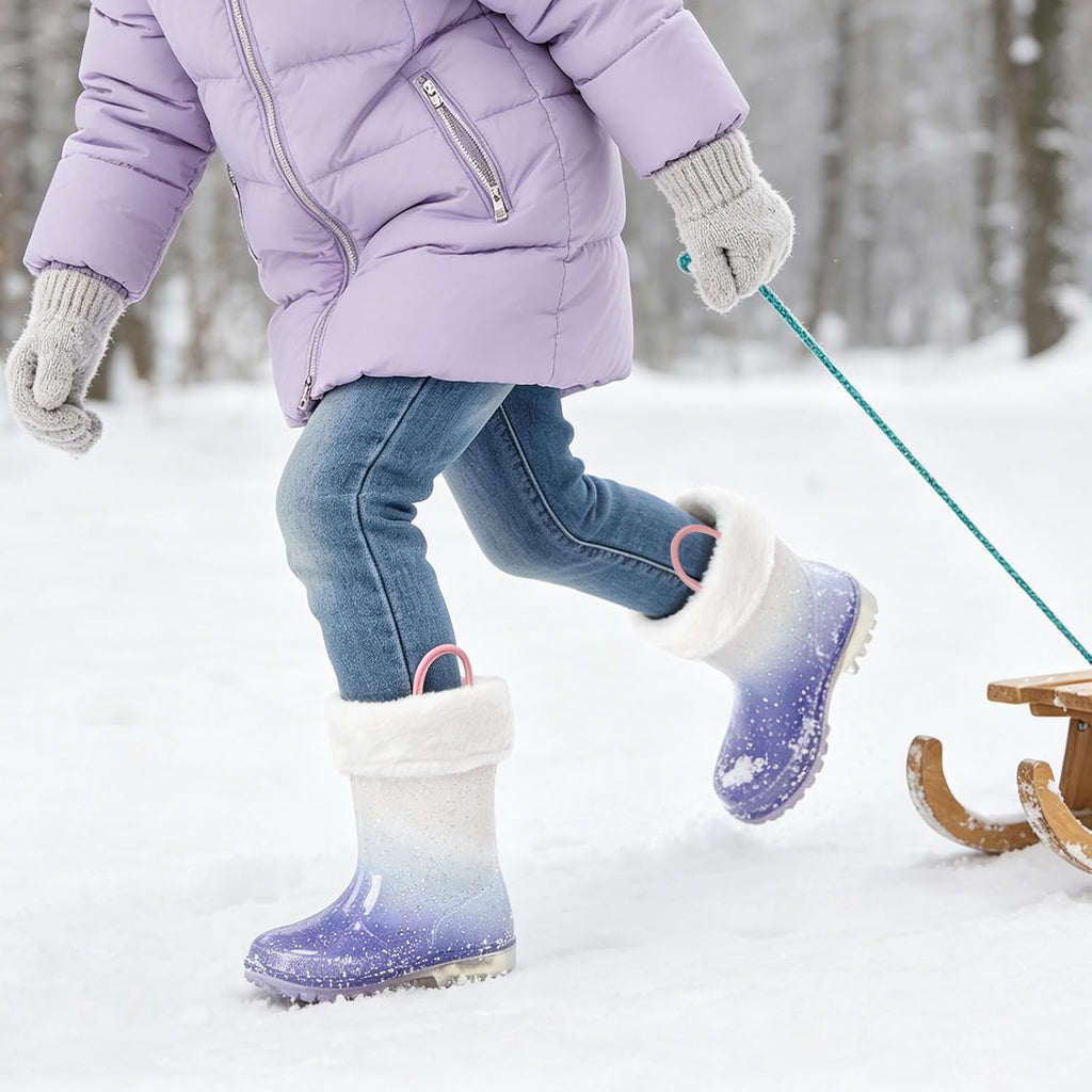 Kids Rain Boots with Removable Fleece Liners