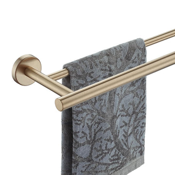 Double Bath Towel Bar, 30 Inch 304 Stainless Steel Thicken 0.8mm Towel Rack, Towel Holder Champagne Bronze Wall