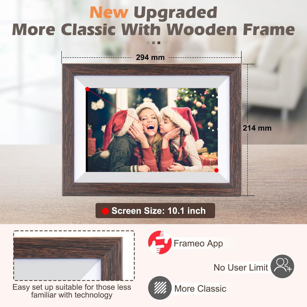10.1" WiFi Digital Picture Frame, Smart Cloud, Frameo App