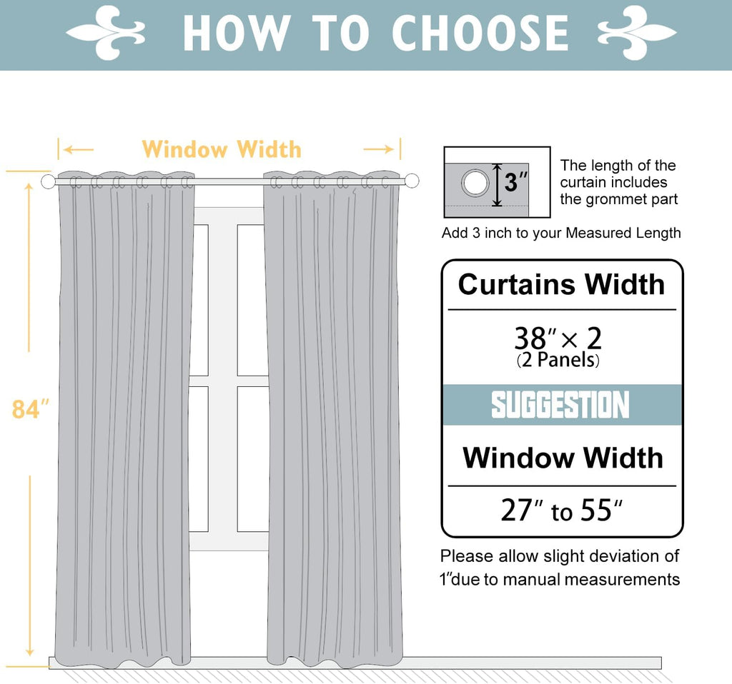 100% Blackout Curtains 84 inch Long for Bedroom with Black Liner, 2 Thick Layers Total Blackout Thermal Insulated
