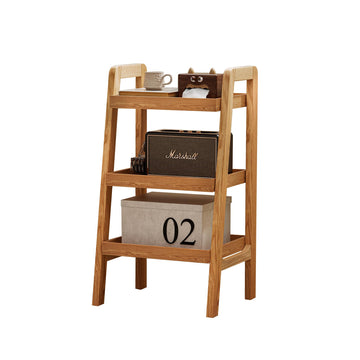 Solid Wood Ladder Shelf, 3 Tier Open Bookcase Storage Shelf