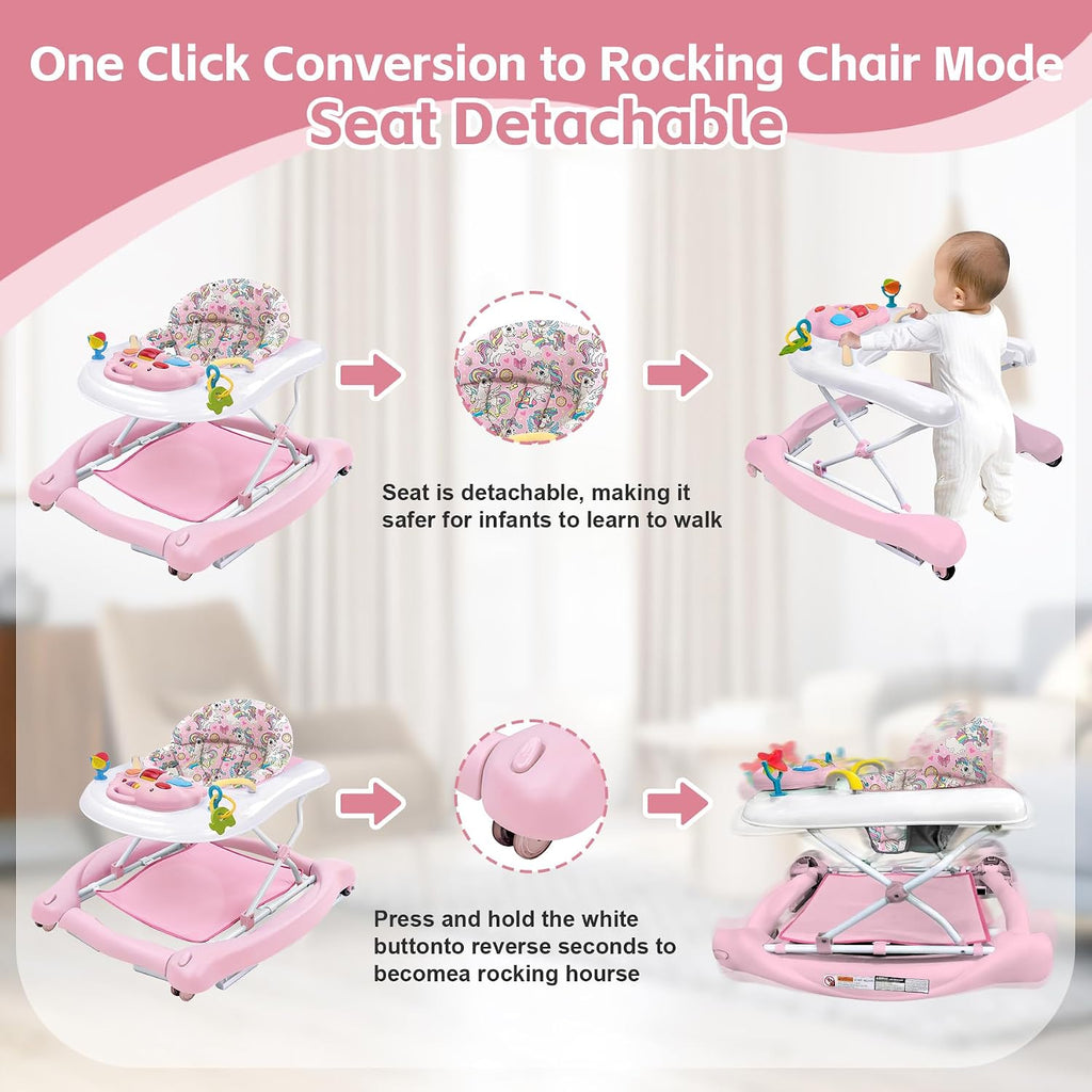 Foldable Baby in-1 Activity Walker - Rocker, Activity Center, Bouncer, Seat Walker, Push Walker - Adjustable Speed