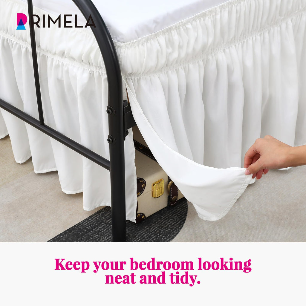Full Bed Skirt 15 Inch Drop, Elastic Wrap Around with Split Corners
