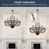 Extra Large Chandeliers for High Ceilings, Black Wagon Wheel Chandelier 72 Light 60In, Farmhouse Large Foyer Chandelier 3-Tier for Foye Entryway Staircase Living Dining Room A109-B0DSVQ5FDP