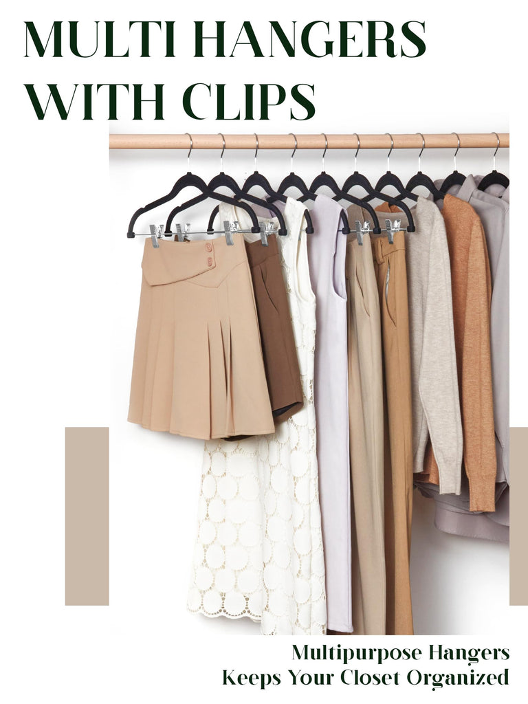 Velvet Skirt Hangers 24 Packs Velvet Hangers with Clips - Black
