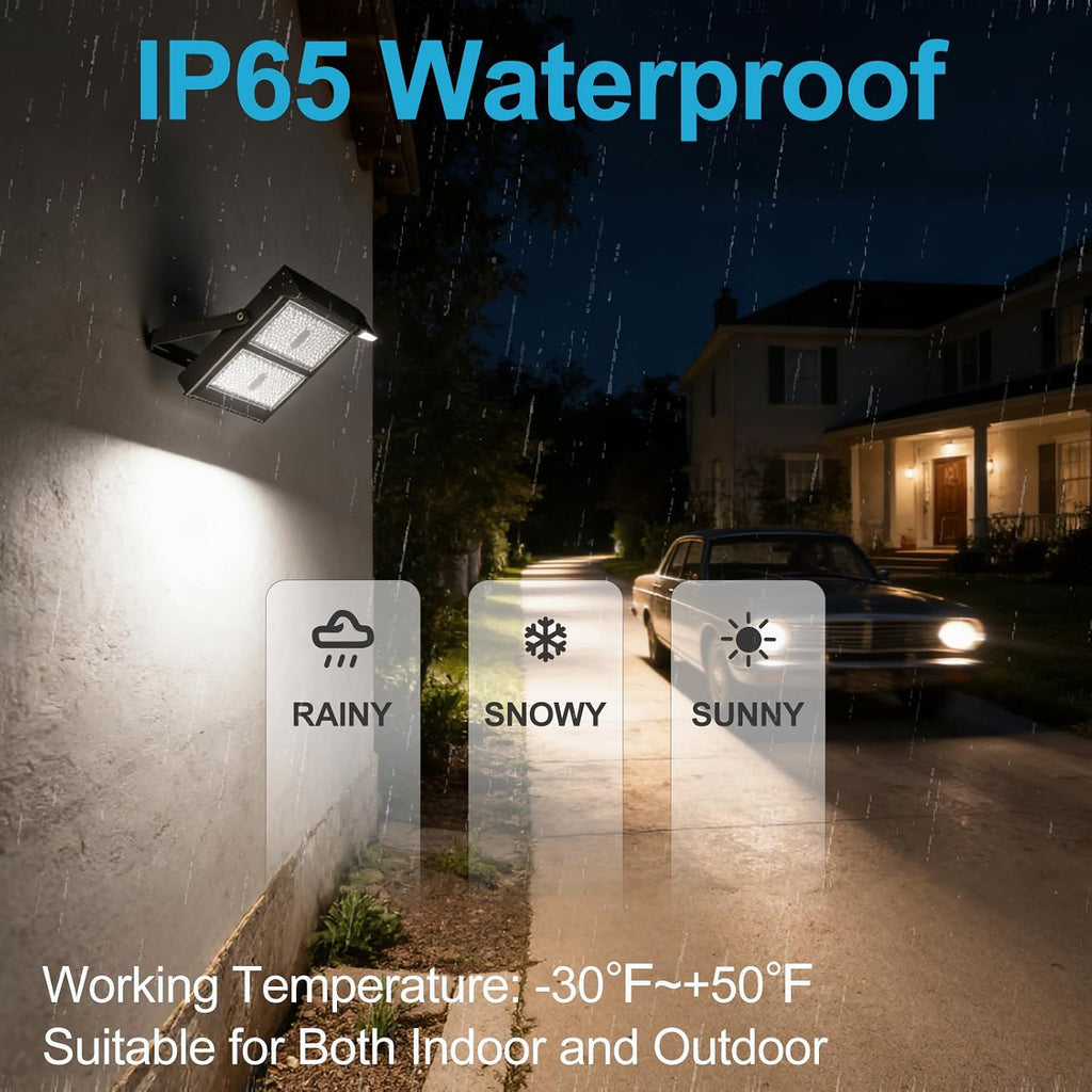 Upgrade 1000W LED Flood Light Outdoor with Brim 150000Lm Led Stadium Light with Adjustable Bracket, IP65 AC100-277V