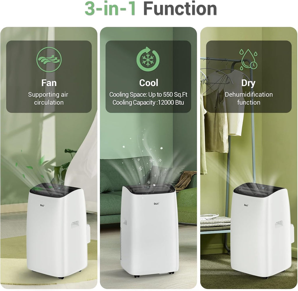 Smart Portable Air Conditioners, 12000 BTU(Ashrae) /8150 BTU (SACC) Quiet AC Unit, Built
