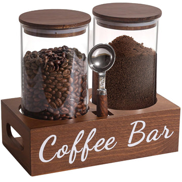 Coffee Canister, 2 Pack 50 Fl oz Glass Canisters with Airtight Lids, Coffee Grounds Storage Container Jars with