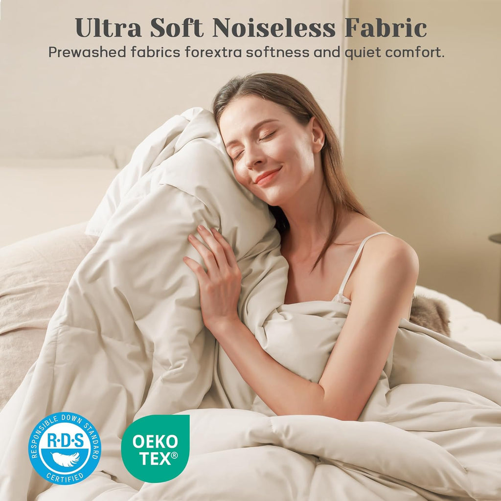 King Down Comforter - All Season Ultra Soft Goose Down & Feather Fiber Fill