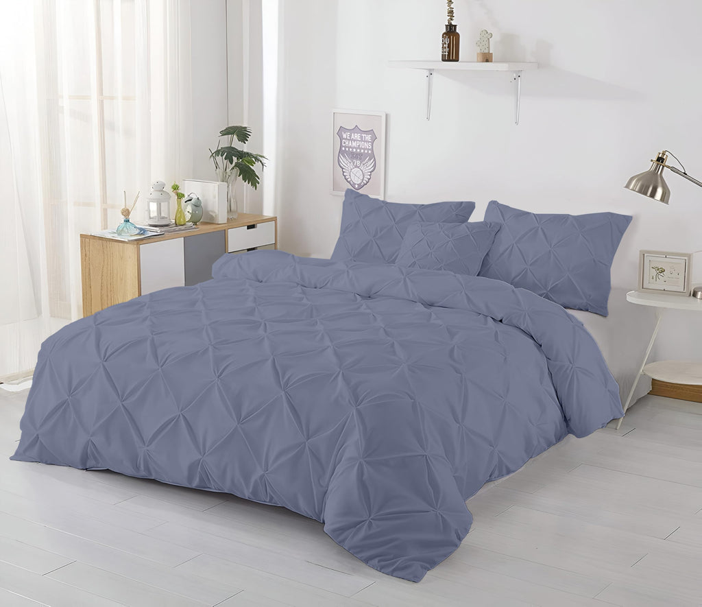 1 Pc King Size Pinch Pleated - Pintuck Duvet Cover Only- 100% Egyptian Cotton 600 TC Decorative Comforter