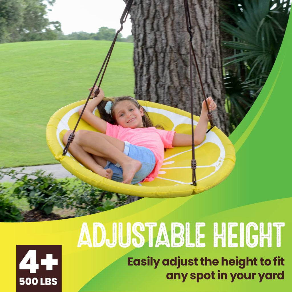Slice Tree Swing, Saucer Swing for Kids Outdoor, Weather Resistant Quick Drying Fabric, Easy Tool Free Assembly, Ages