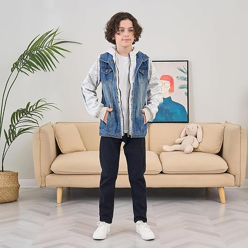 Kids Boys Girls Hooded Denim Jacket
