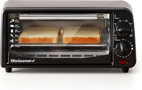 ETO236 Personal Compact 2 Slice Countertop Toaster Oven with 15 Minute Timer & Adjustable Temperatur