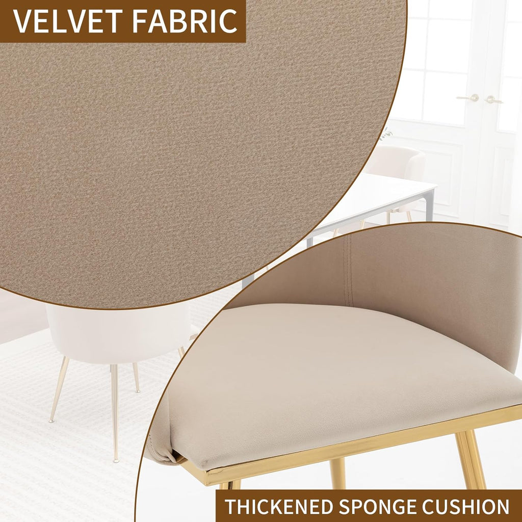 Velvet Dining Chairs Set of 4, Barrel Dining Chairs with Gold Metal Legs