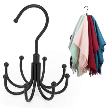 2 Pack Scarf Organizer Scarf Hanger for Closet, Rotatable Sturdy Hijab Holder Holds 16 Scarves, Metal Space Saving