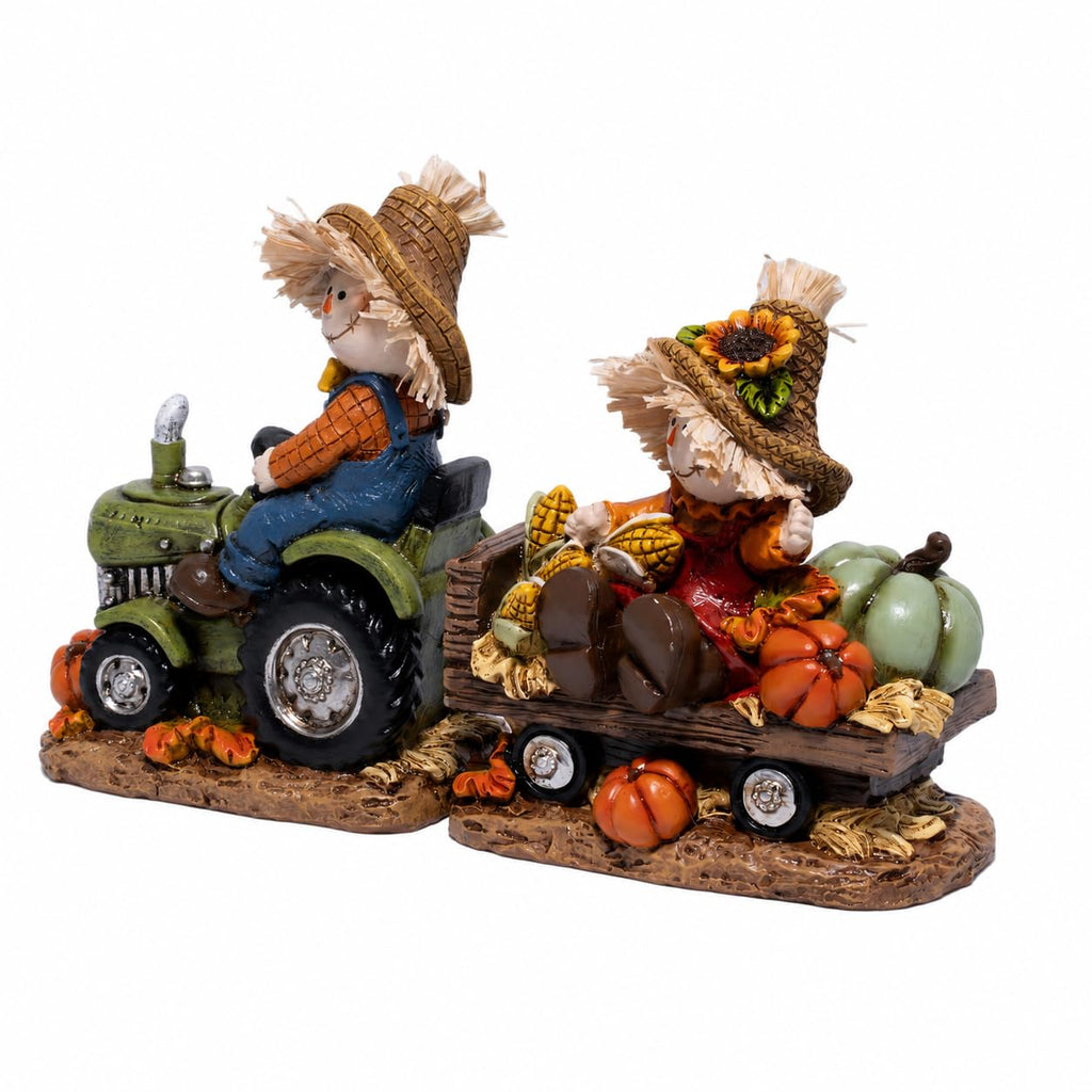 Thanksgiving Scarecrow Tractor Figurine, Harvest Table Decor