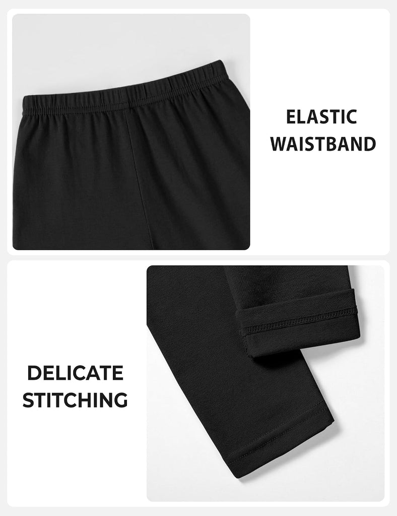 5 Pack Girls Leggings Cotton Full Length Stretchy Kids Pants Footless
