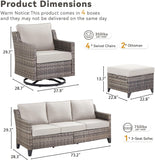 Outdoor Patio Furniture Set-7 Pieces All-Weather Wicker Outdoor Furniture with Swivel Patio Chairs Outdoor Patio