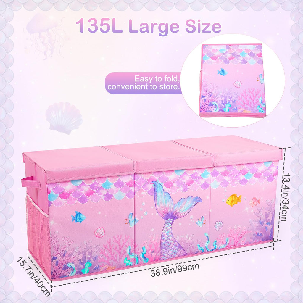 Toy Box with Adjustable Divider Large Toy Chest Storage Bedroom