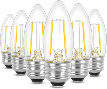 Energetic B10 B11 LED Filament Bulb E26 Candelabra Medium Base 4000K Cool White, 4W(40W Equivalent) 300 Lumens
